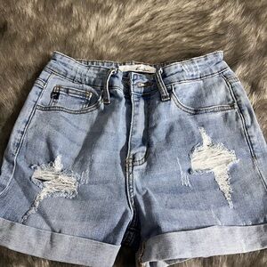 KanCan Light Blue Distressed Jean Shorts